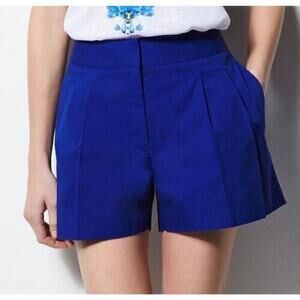 Milly Design Nation stretch cotton twill pleated dress shorts 12